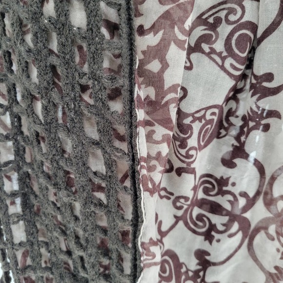 Steve Madden Infinity Scarf Lined Window Pane Crochet Brown - Picture 3 of 4